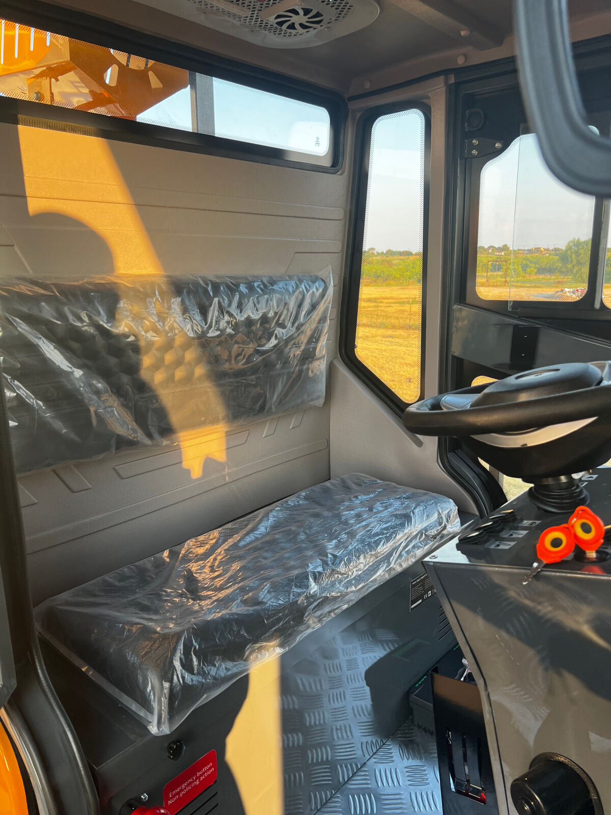 Roomy TurfBoni operator cab interior